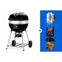 Grill węglowy 22" PRO Charcoal Kettle czarny + zestaw (komin do rozpalania #67802, węgiel drzewny 3 kg #67107, podpałka 100 szt. #67052)